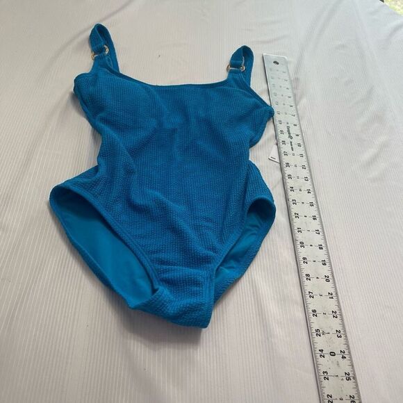 NWT Michael Kors Cyan Blue One Piece Bathing Suit Swimsuit Size 6 New - Picture 4 of 7